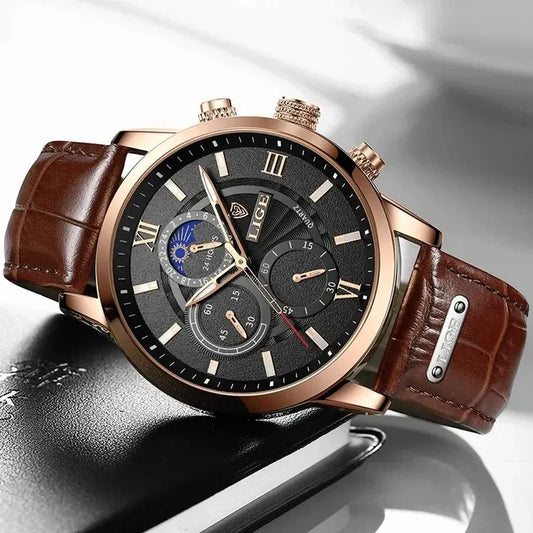 Brown Leather Casual Quartz Watch